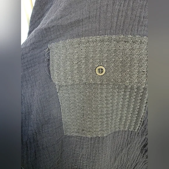 POL Navy Blue Oversized High Low Long Sleeve Henley Knit Top - Picture 7 of 13